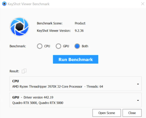 Mit dem KeyShot Viewer kann man nun auch Benchmarks machen - Downloadlink in der Beschreibung