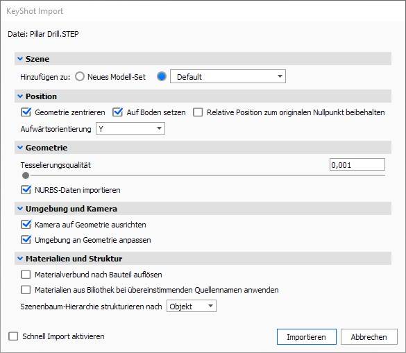 hier zeigen wir den korrekten Import ins KeyShot von 3D CAD Daten