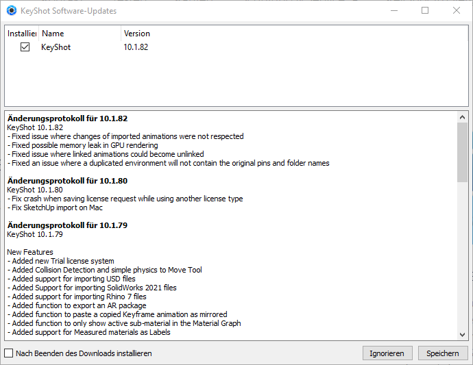KeyShot Update 10.1.79 .80 und .81 bug fixes März 2021
