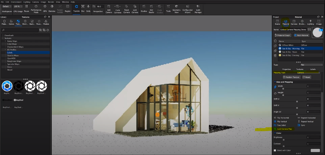 camera mapping lock feature in keyshot 10